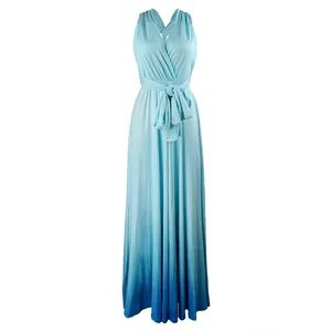 Elegant sky blue to royal blue gradient multi-way infinity long dress for formal occasions