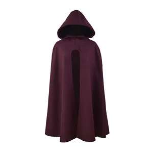 Cape à Capuche en Laine pour Femmes Mi-longue Couleur Unie Armure Toile Poncho Chaud pour Streetwear Décontracté Vêtements d'Hiver Femmes Top