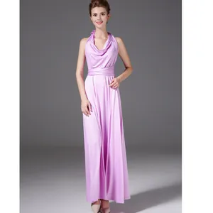 Elegant lavender multi-way infinity bandage dress long evening gown with draped neck