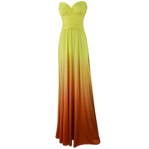 Elegant detail of yellow to orange gradient multi-way wrap maxi dress for party