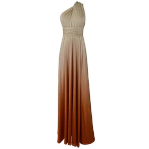 Detailed view of ombre multi-way wrap maxi dress featuring a stylish one-shoulder strap design