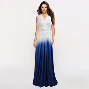 Elegant white to blue ombre multi-way maxi dress designed for formal evening parties.