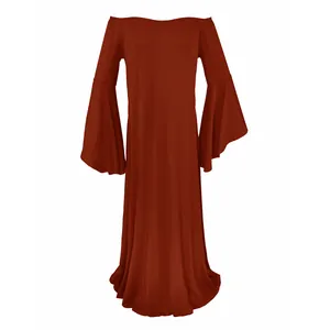 Robe de maternité longue à épaules dénudées avec manches évasées élégantes