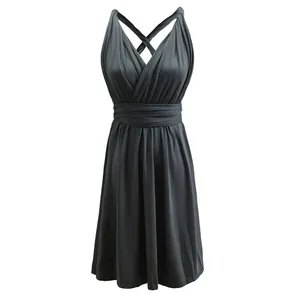 Robe infinity gris foncé élégante avec bretelles croisées polyvalentes dans le dos