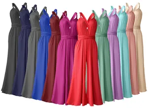 Elegant multiway convertible wide leg jumpsuit available in a wide variety of solid colors