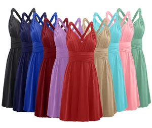 Selection of multi-way infinity wrap dresses showing various vibrant color options available