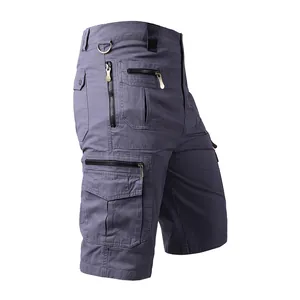 Pantalones Cortos Cargo 3/4 para Hombre Verano Holgados Rectos Multibolsillos Pantalones Casuales Color Sólido Poliéster Exterior