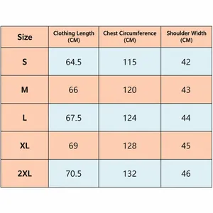 Size chart for men's European denim vest showing length, bust, and shoulder measurements.