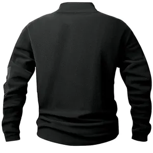 Rückansicht des schwarzen Polarfleece-Sweatshirts mit Stehkragen für Herren mit Textur