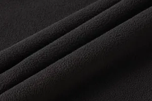 Vista macro della trama del tessuto pile nero premium con fibre morbide e spesse