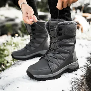 Hommes Femmes Bottes de Neige Hautes Extérieur Doublées Polaire Chaudes Imperméables Antidérapantes Tactiques Randonnée