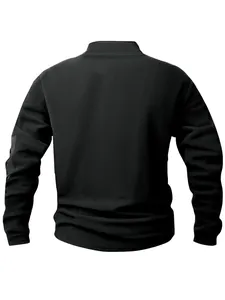 Rückansicht eines schwarzen Herren-Sweatshirts aus Fleece mit Stehkragen für den Winter
