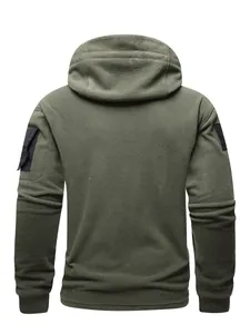 Rückansicht eines taktischen Fleece-Kapuzenpullovers für Herren in Olivgrün