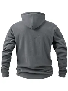 Sweat à capuche en polaire grise pour homme, coupe décontractée, vue arrière texturée