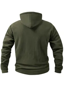 Vue arrière du sweat à capuche en polaire vert olive pour homme, idéal pour l'hiver.