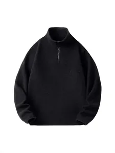 Felpa da Uomo con Colletto in Piedi in Pile Polare Mezza Zip Termica Invernale Pullover Tinta Unita Vestibilità Comoda Top Casuale a Manica Lunga
