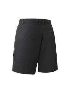 Back view of men's black outdoor multi-pocket shorts for summer hiking and sports.