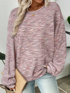 Close-up detail of the colorful waffle knit texture on this oversized long-sleeve shirt
