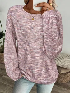 Close-up detail of a colorful waffle knit long sleeve T-shirt featuring a relaxed fit style