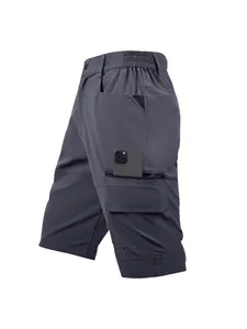 Men's casual multi-pocket cargo shorts in dark grey for outdoor functional wear