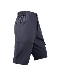 Men's lightweight multi-pocket cargo shorts with elastic waist for outdoor wear