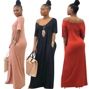 Detailed view of women's short sleeve pocket maxi dress in pink, black, and red colors
