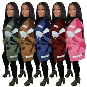 Selezione di cardigan in maglia mimetica a maniche lunghe da donna in vari colori