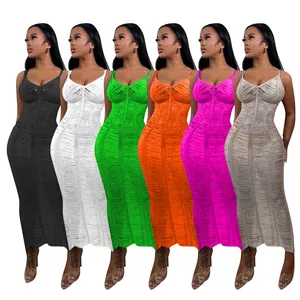 Sexy sleeveless hollow-out knit bodycon maxi dress available in multiple vibrant colors