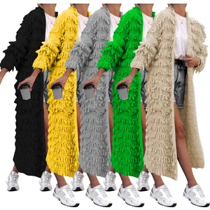 Langärmelige Strickjacke mit Fransen in fünf verschiedenen Farben für Damen Mode