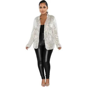 Élégant blazer à paillettes argentées pour femmes idéal pour les soirées et fêtes