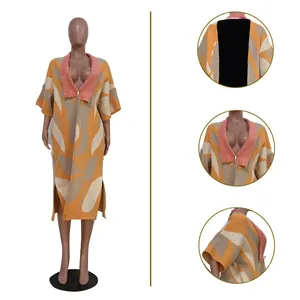 Detailansichten des Damen-Strick-Cardigans mit Kurzarm und geometrischem Blattmuster