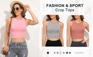 Crop top côtelé ajusté pour femmes en plusieurs couleurs pour mode et sport