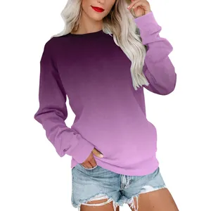 Sweat-shirt décontracté pour femme à col rond avec un dégradé violet élégant