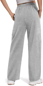 Vue arrière d'un pantalon de jogging gris ample à taille haute montrant la ceinture