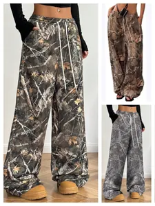 Dames American Streetwear Camouflage Broek Wijde Pijpen Hoge Taille Trekkoord Losse Casual Onderbroek Hip Hop Mode Broek
