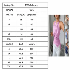 Guide des tailles pour haut croisé sans manches à licou pour femmes en couleurs