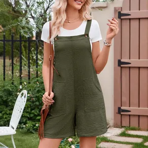 Mono corto texturizado verde oliva para mujer con diseño de pierna ancha y holgado