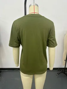 Back view of a classic army green short sleeve women's t-shirt on a mannequin