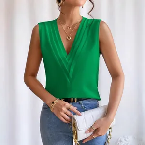 Elegantes ärmelloses Damen-Top mit V-Ausschnitt in leuchtendem Grün für den Sommer