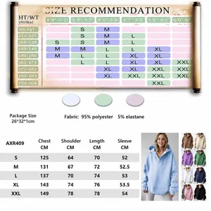 Oversized Kapuzenpullover für Damen einfarbig mit Langarm und Tasche lässig