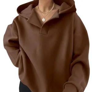 Einfarbiger Oversize-Damen-Kapuzenpullover mit bequemem, lockerem Schnitt für Herbst