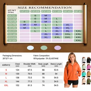 Women's solid long-sleeved hooded sweatshirt with zipper and pockets size recommendation guide