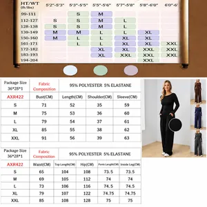Set due pezzi donna maglia maniche lunghe e pantaloni larghi, tabella delle taglie