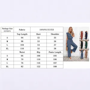 Detaillierte Größentabelle für das sommerliche Damen Jumpsuit Set mit allen Körpermaßen