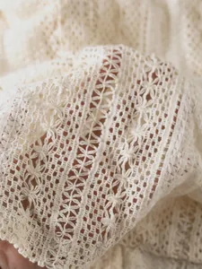 Gros plan détaillé sur la texture et le motif du tissu en dentelle évidée complexe