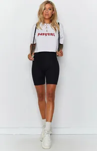 High-waisted black yoga biker shorts for women stretchy breathable casual athletic wear
