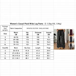 Tableau des tailles pour pantalons larges à carreaux décontractés.
