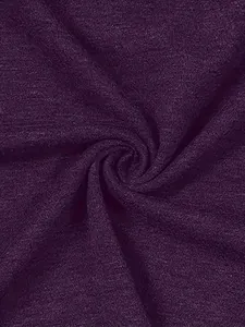 Macro view of dark purple soft knitted fabric texture for a women's casual t-shirt detail.