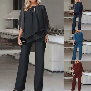 Details of stylish irregular two-piece set showing multiple solid color options.