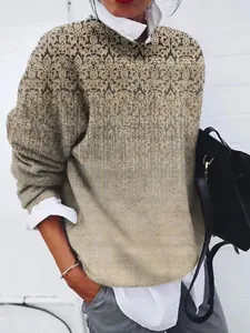 Close-up detail of women's vintage geometric print loose long-sleeve top with texture